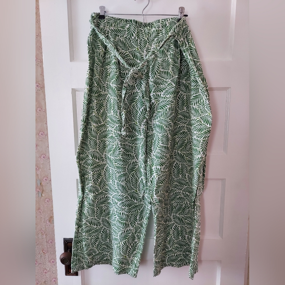 Midnight Sky Wide-Leg Linen-Blend Pants